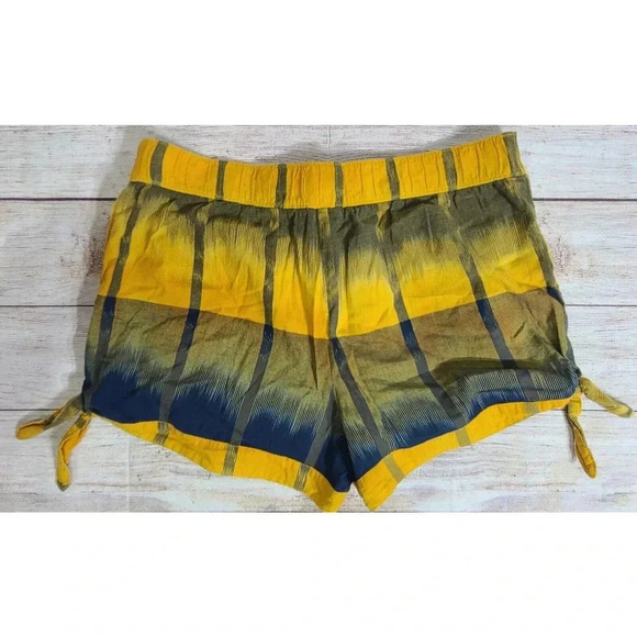 Loft Ombre Stripe Knotted Chino Shorts Women's Medium Yellow Blue Pockets Summer - Picture 1 of 6